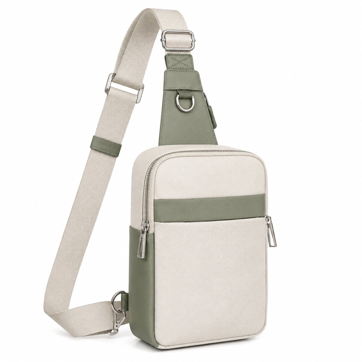 Bolso Bandolera Unisex Compacto Beige y Verde