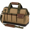 Bolsa de Herramientas de Lona con Correa Ajustable Marrón Verde 40cm x 20cm x 30cm