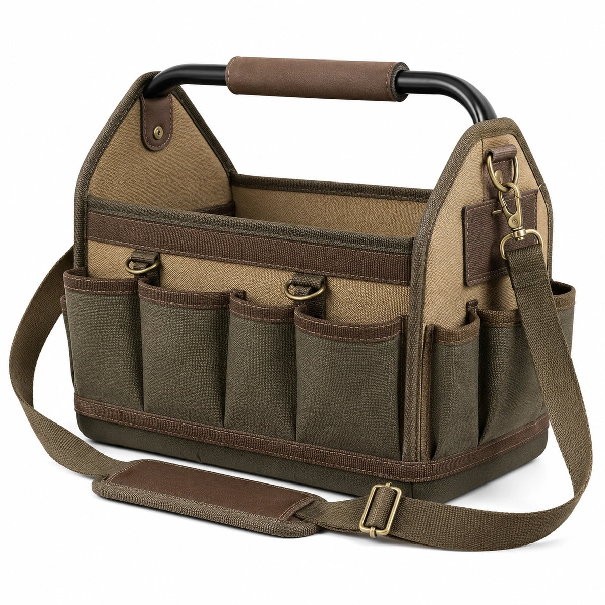 Bolso organizador de herramientas con correa ajustable verde/caqui