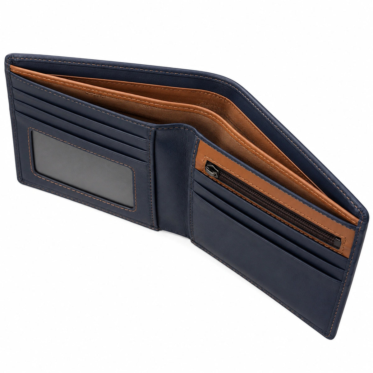 Billetera Azul para Hombre con Cremallera y Compartimentos