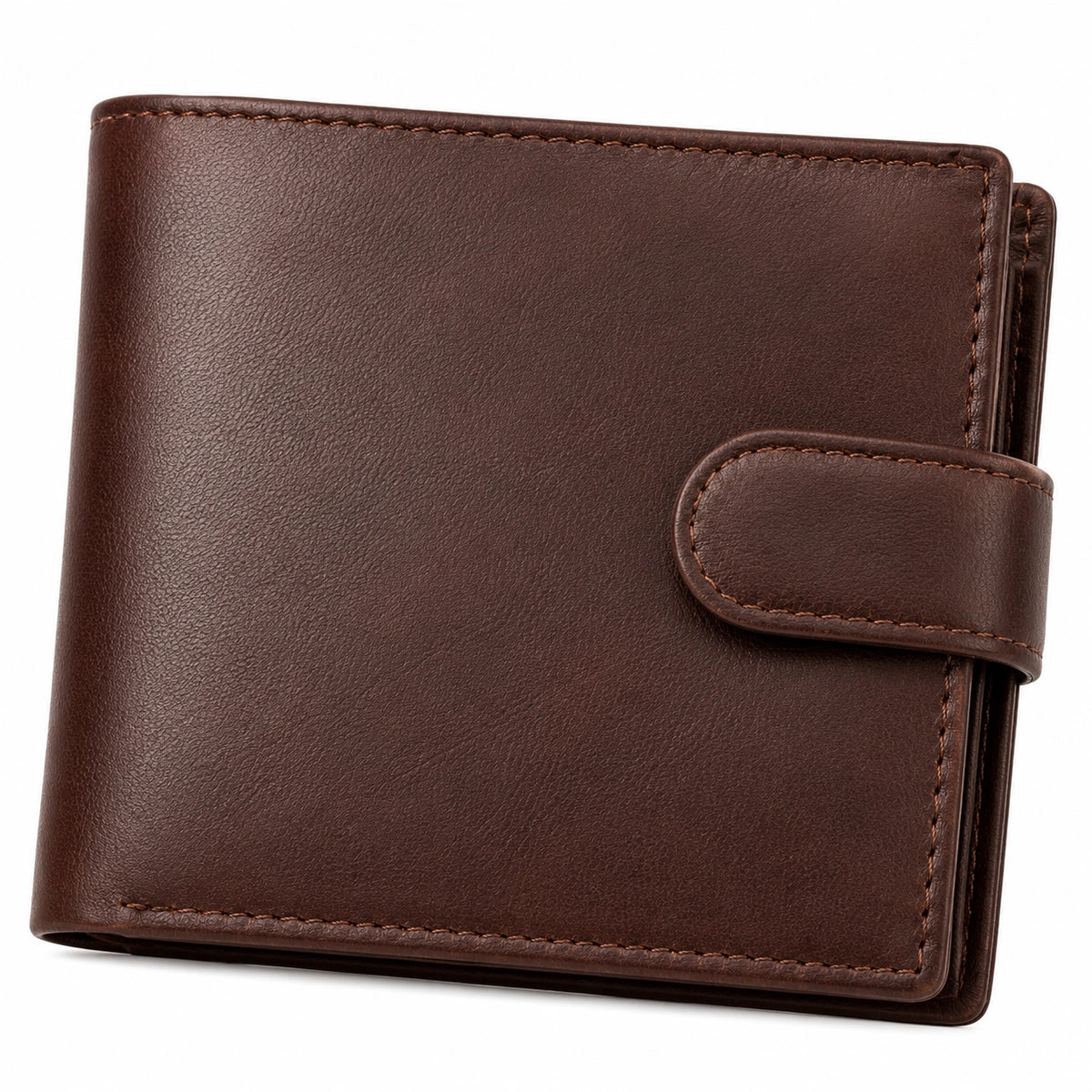 Cartera de Hombre Clásica Marrón con Broche