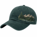Gorra con Bordado de Montaña Verde Oscuro