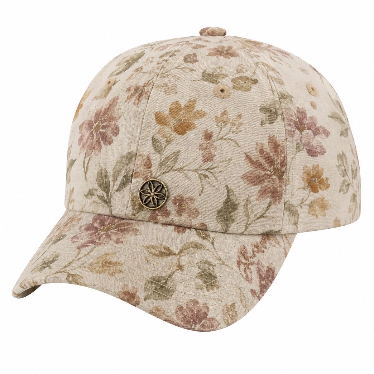 Gorra de Béisbol Floral Beige Ajustable Unisex
