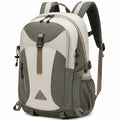 Mochila para exteriores 45L verde y beige con múltiples compartimentos