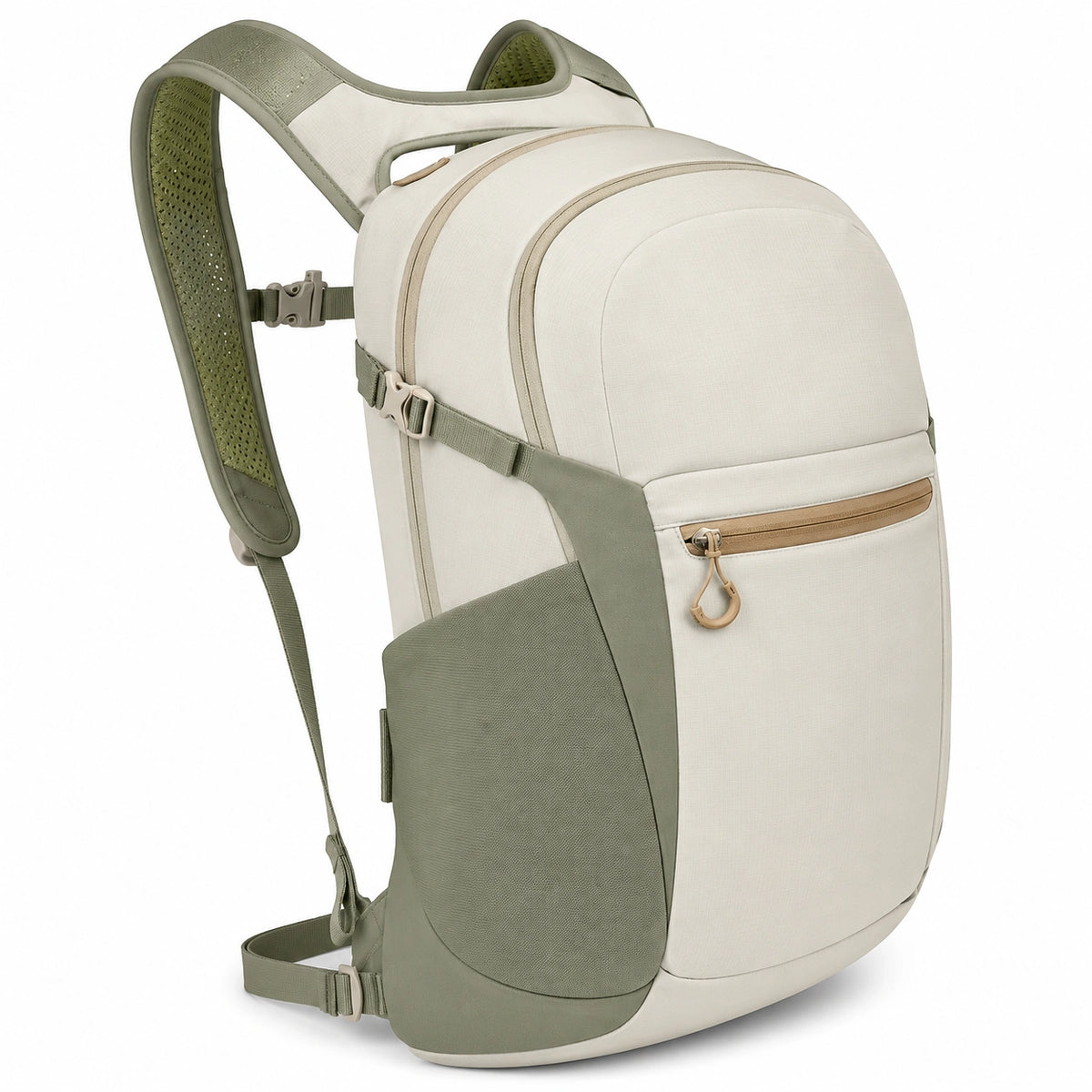 Mochila ergonómica de senderismo 30L beige y verde