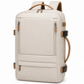 Mochila Beige Unisex de Viaje con Compartimentos Multiples