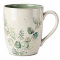 Taza Decorativa de Cerámica 350ml con Motivo de Hojas Verdes