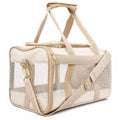 Transportín para Mascotas Beige con Malla y Correa Ajustable