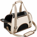Bolsa de Transporte para Mascotas Beige con Ventilación y Correa Ajustable