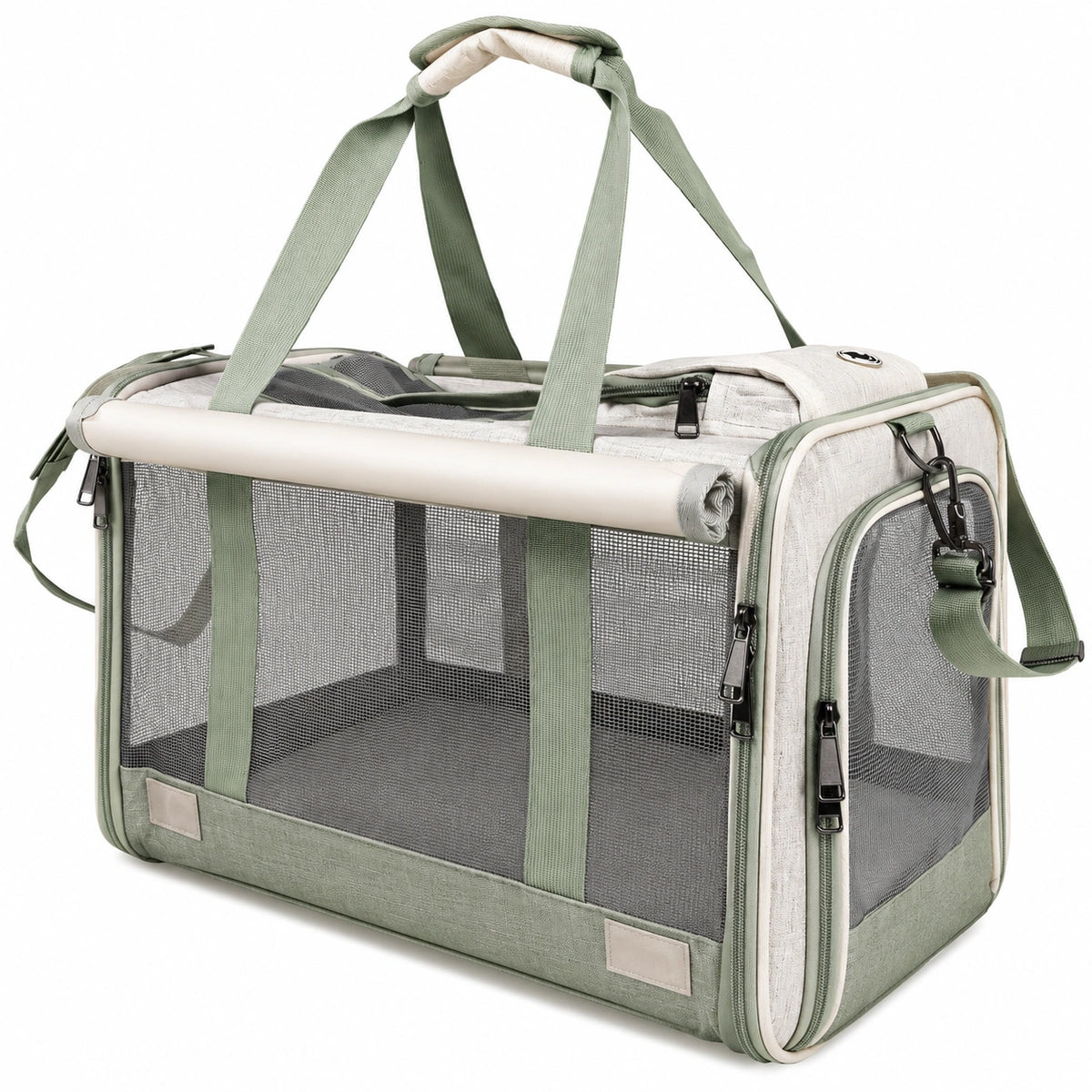 Transportín Plegable para Mascotas con Ventilación Verde