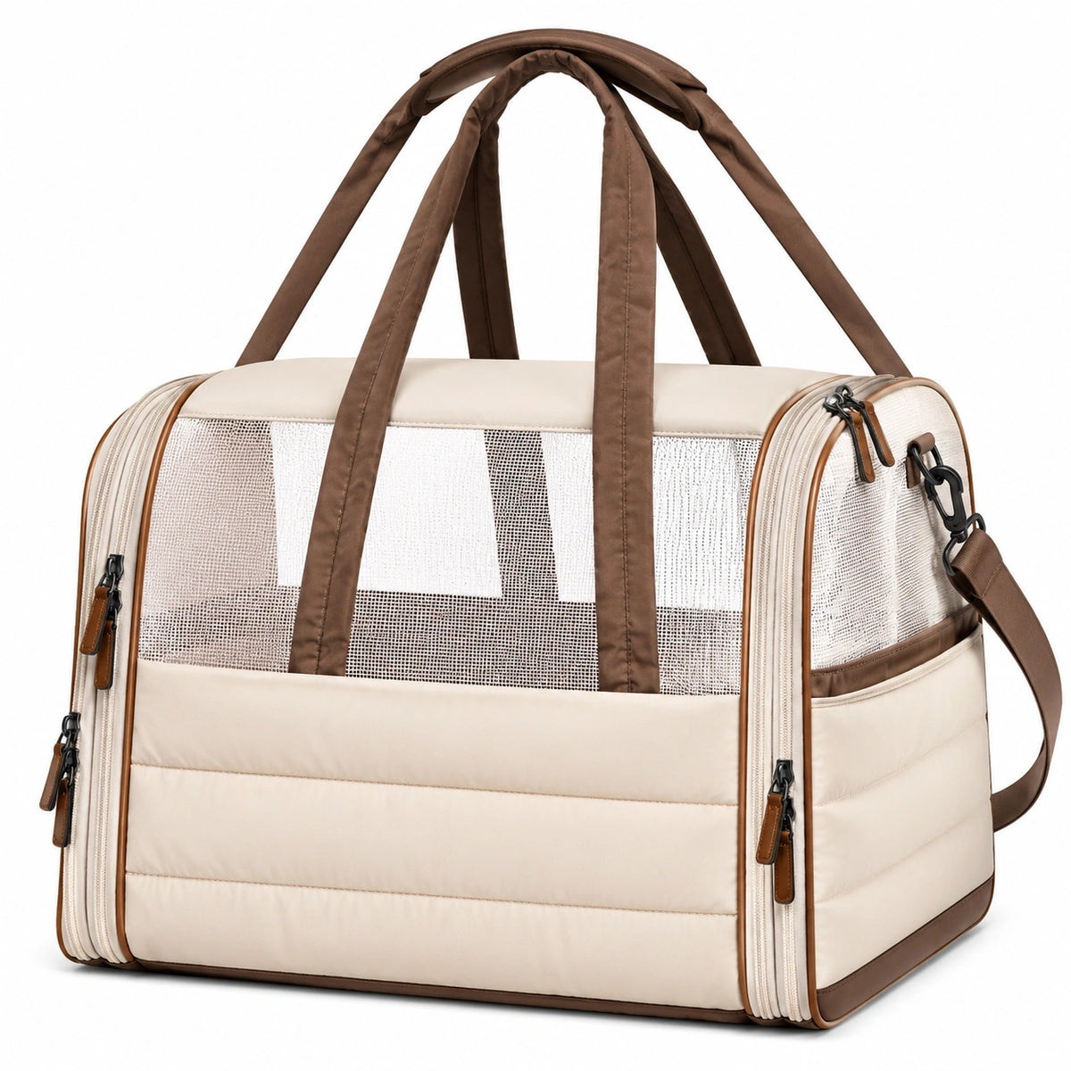 Bolsa de Transporte para Mascotas Beige y Marrón