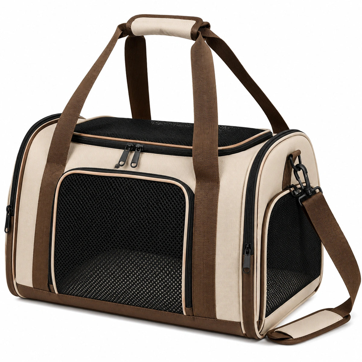 Transportín para Mascotas con Ventilación Beige y Marrón